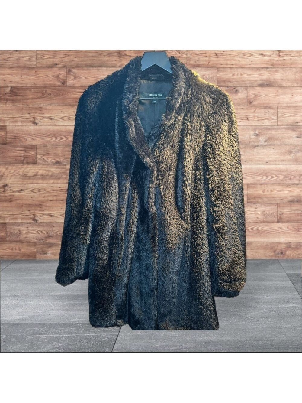 Kenneth Cole faux fur women gray coat SZ S
